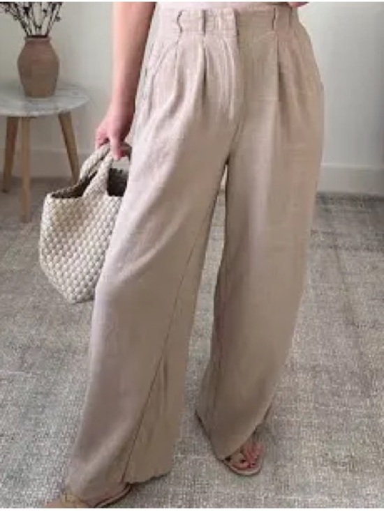 Z Supply Pants - Z Supply farah Wide-Leg High-Rise Pants in Light Beige